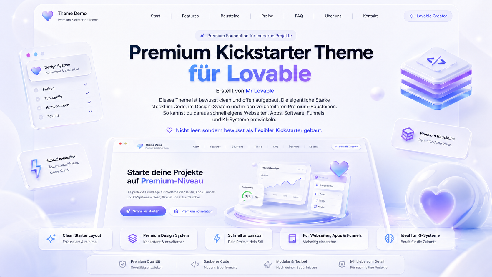 Premium Kickstart Theme für Lovable, erstellt von Mr Lovable (Viktor Siemens)