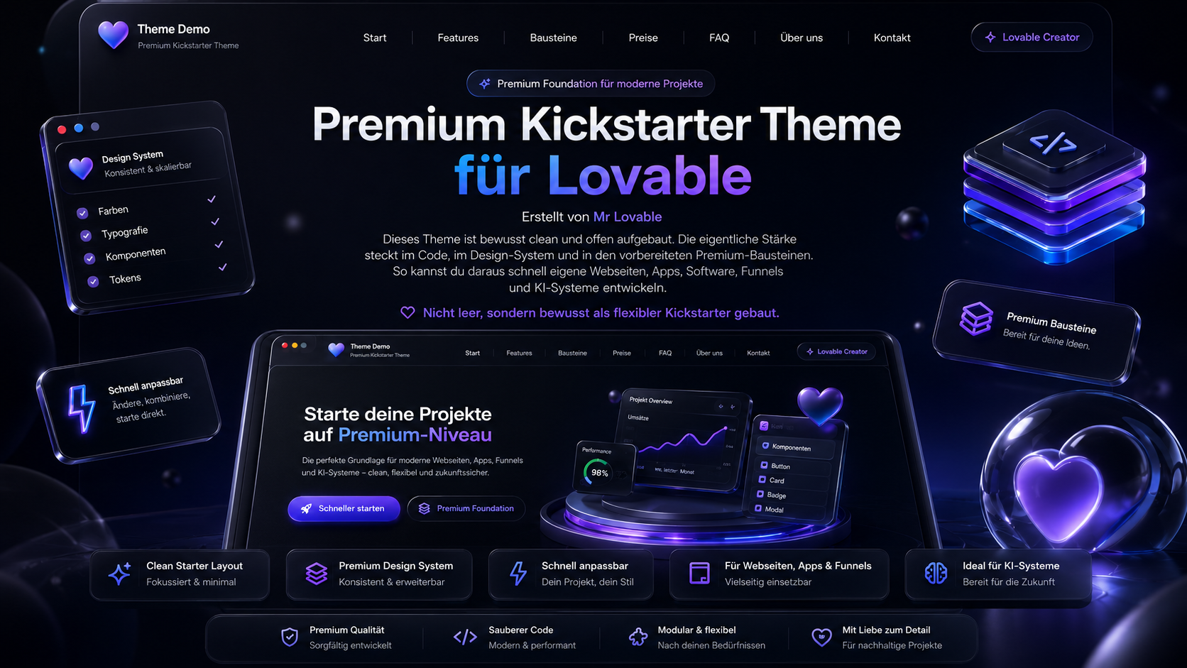 Premium Kickstart Theme für Lovable, erstellt von Mr Lovable (Viktor Siemens)